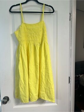 Women’s Yellow Smocked Sundress with Spaghetti Straps